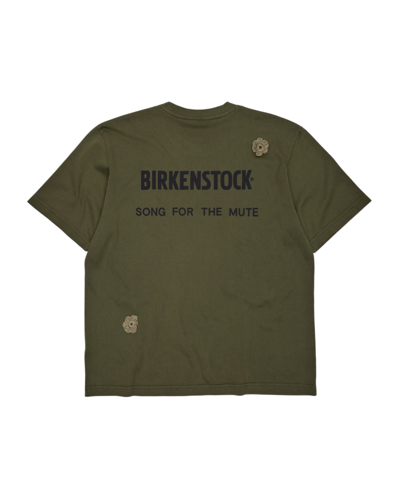 Song For The Mute x Birkenstock 'The Gardener' Crochet Flower T-Shirt Overdyed Army Green