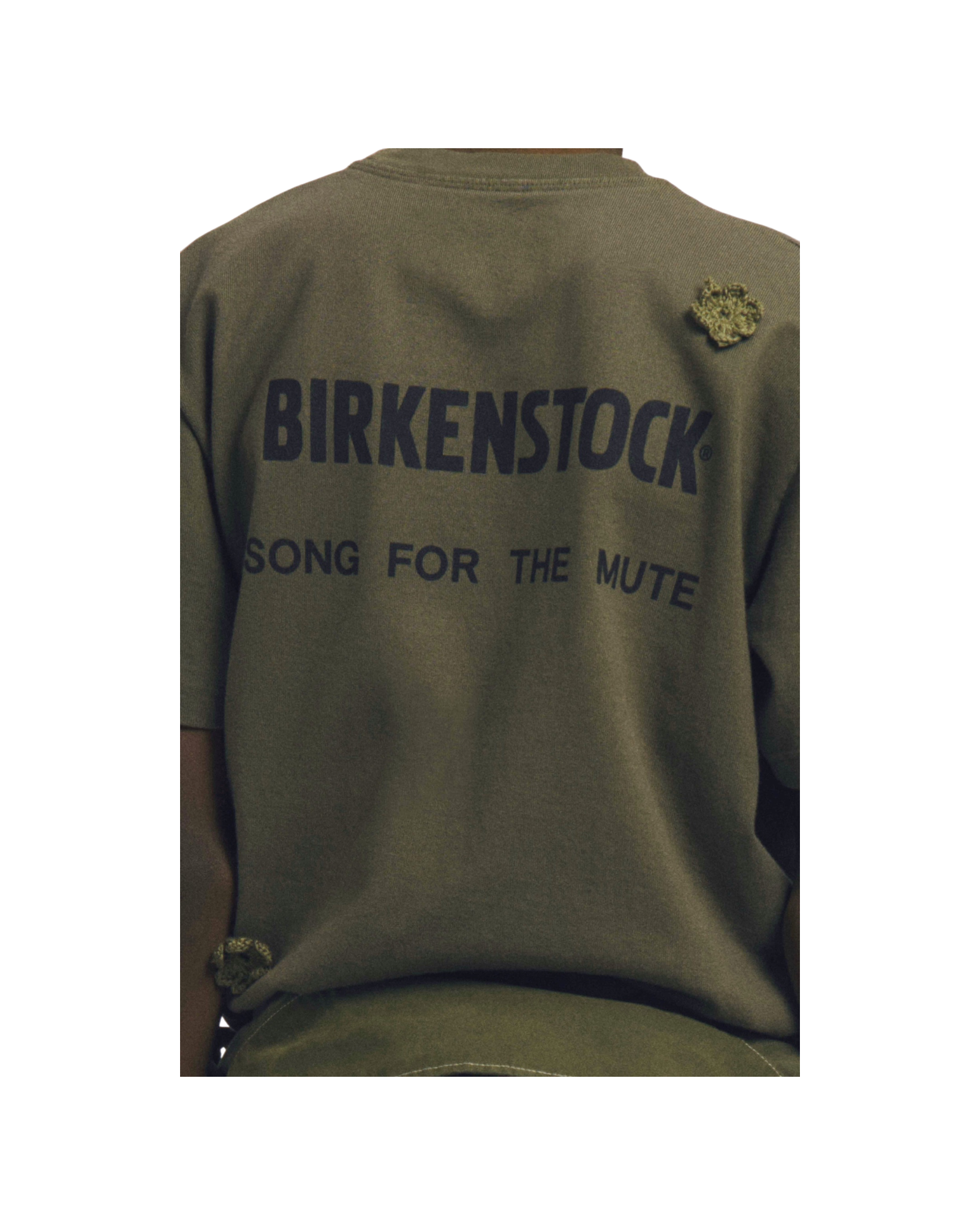 Song For The Mute x Birkenstock 'The Gardener' Crochet Flower T-Shirt Overdyed Army Green