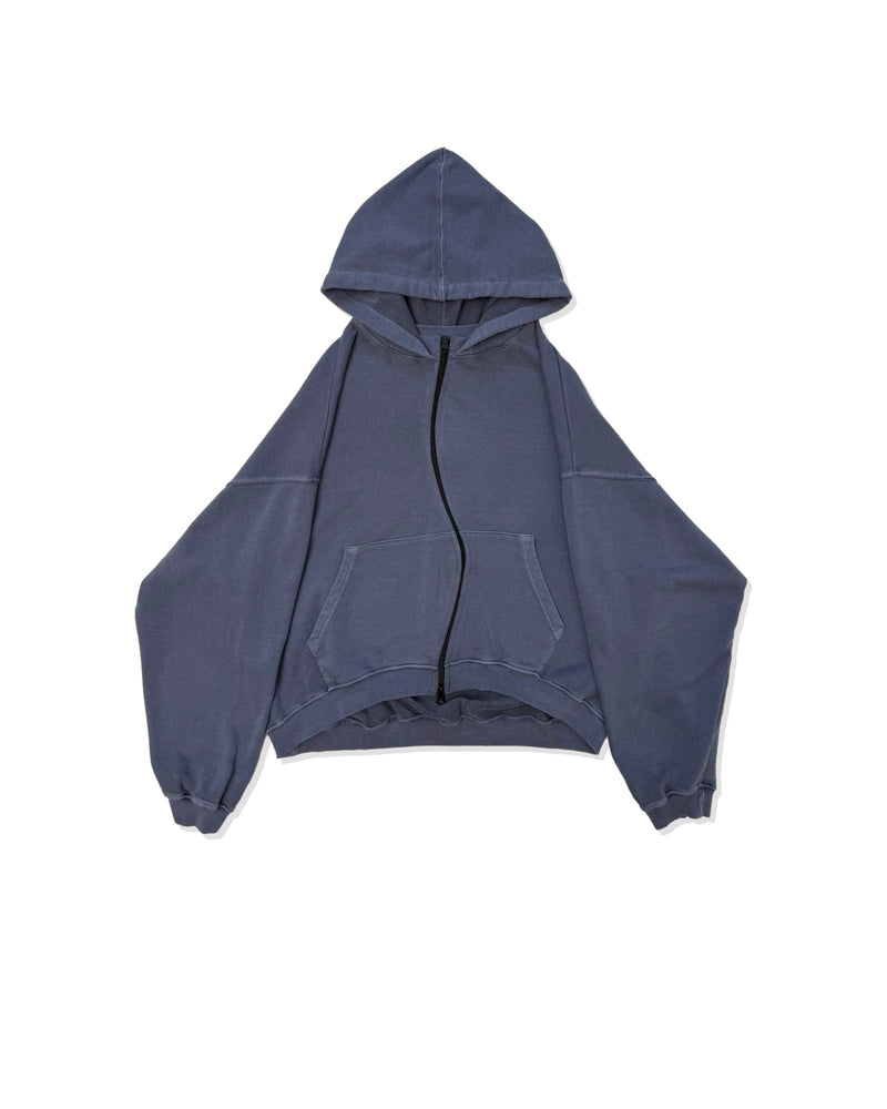 FFFPOSTALSERVICE Curved Zip Round Hem Hoodie Ghost Lilac