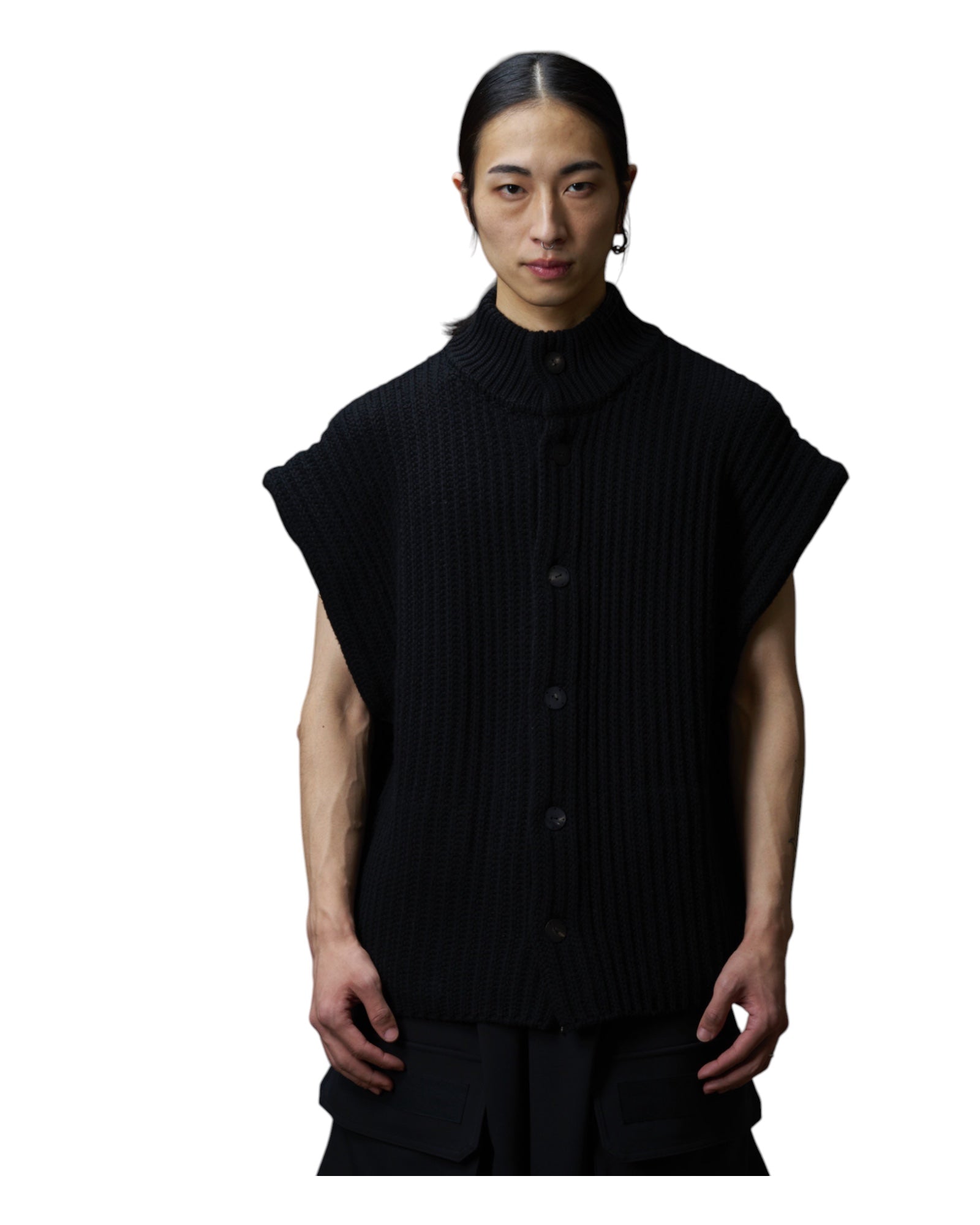 Devoa Knit Vest Black