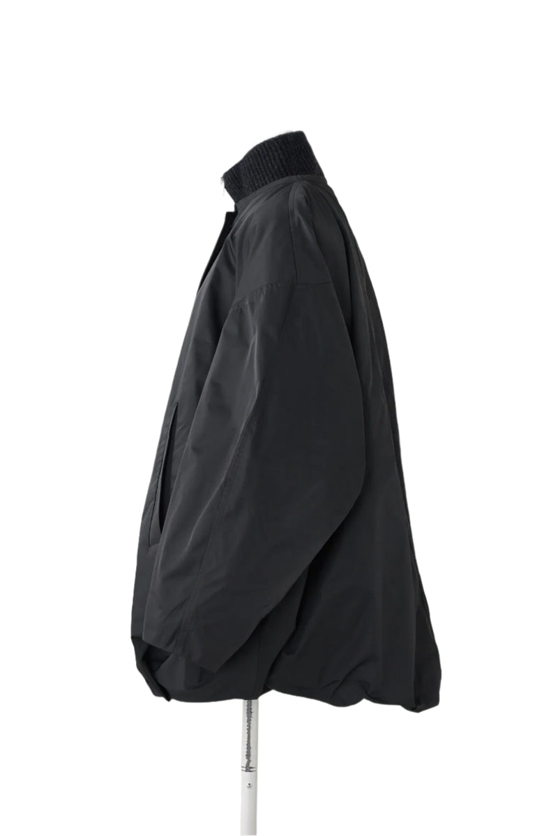 Enfold Knit Layered Balloon Coat Black
