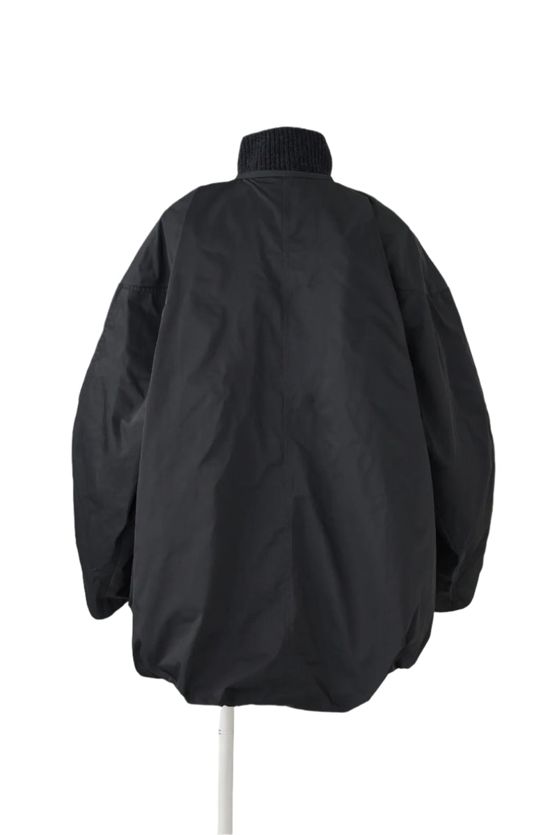 Enfold Knit Layered Balloon Coat Black