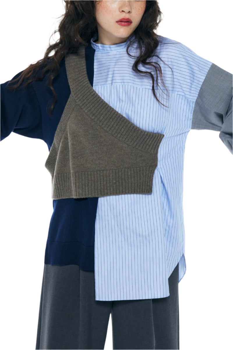 Enfold Knitted Combination Pullover