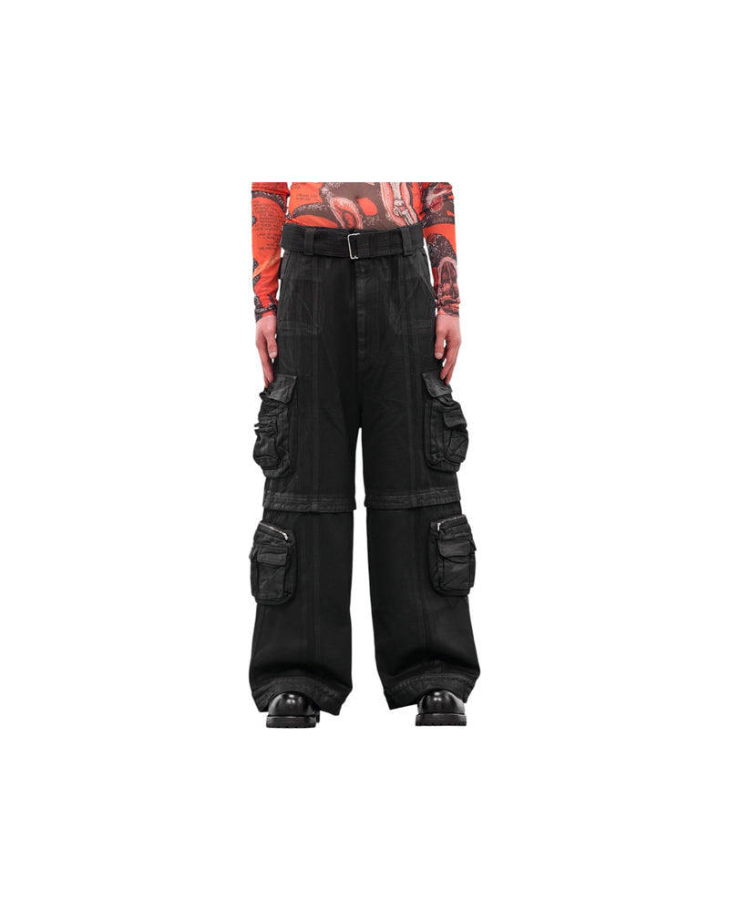 Luu Dan Cargo Jeans Coated Black