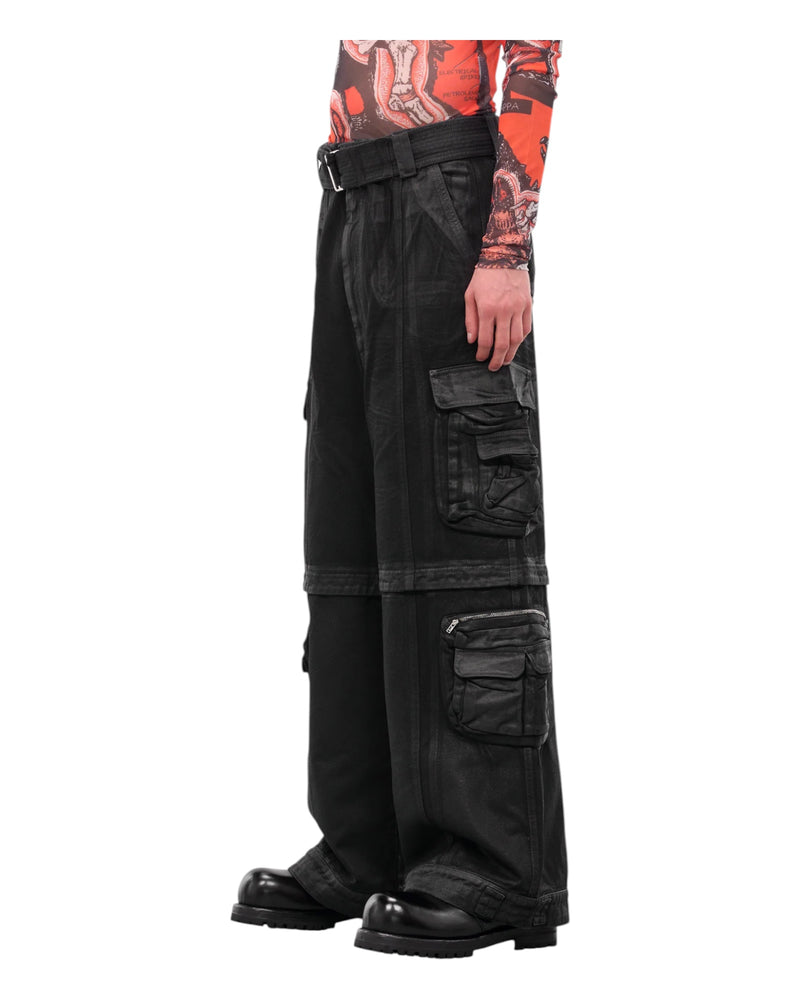Luu Dan Cargo Jeans Coated Black