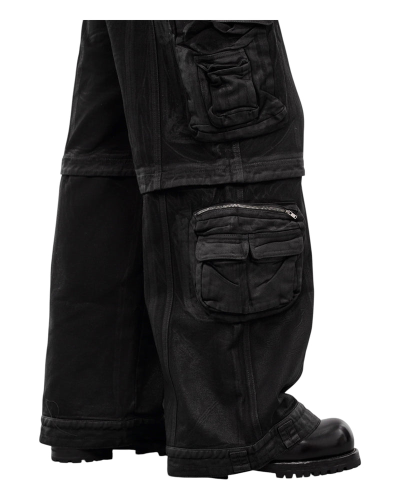 Luu Dan Cargo Jeans Coated Black