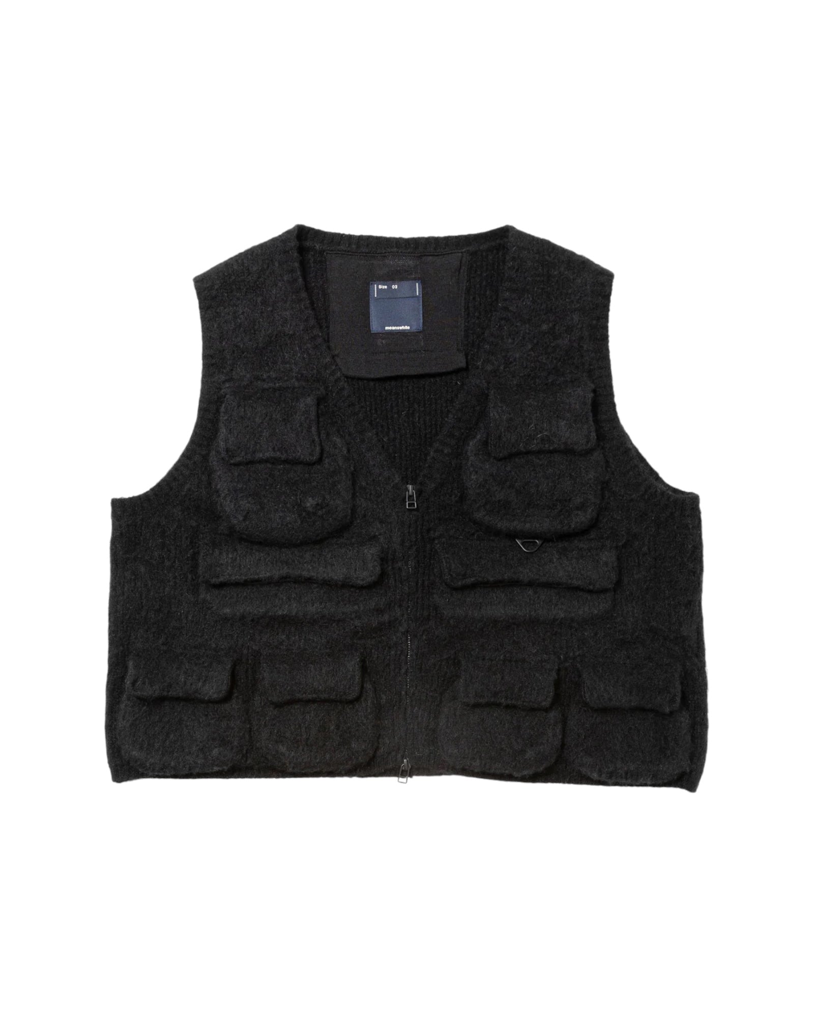 Meanswhile Mohair Knit Luggage Vest Black