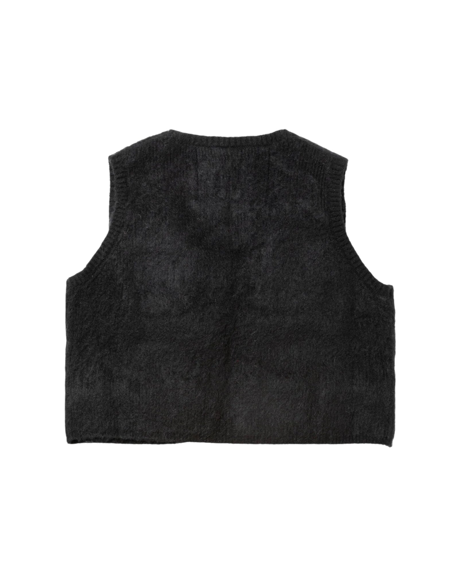Meanswhile Mohair Knit Luggage Vest Black