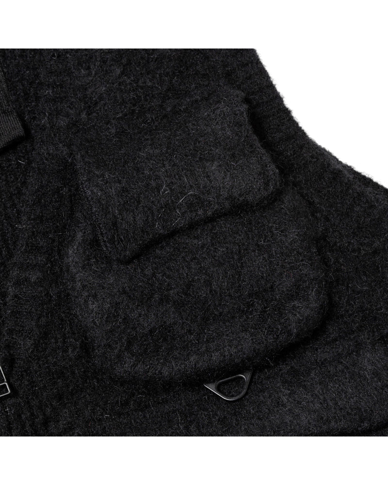 Meanswhile Mohair Knit Luggage Vest Black
