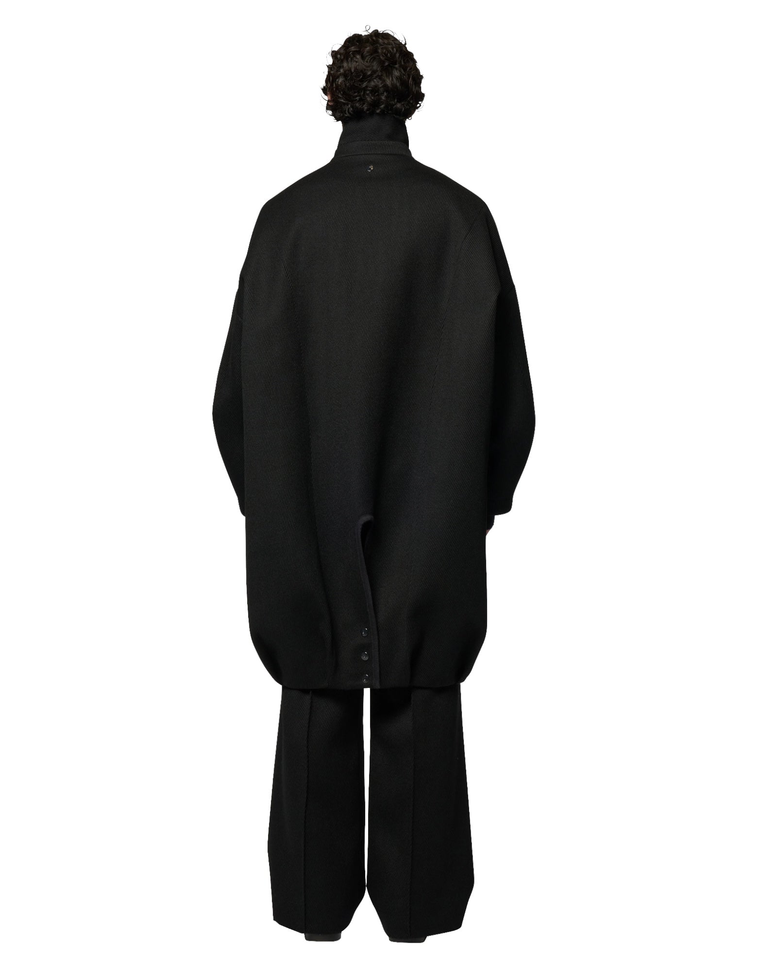Omar Afridi Balooned Cocoon Coat Black - Luxury Wool Coat | VAVA STORE
