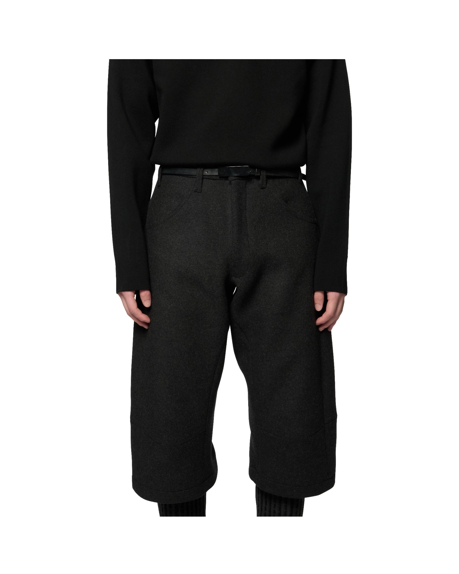 Omar Afridi Knee Darted Flare Shorts Black - Designer Shorts