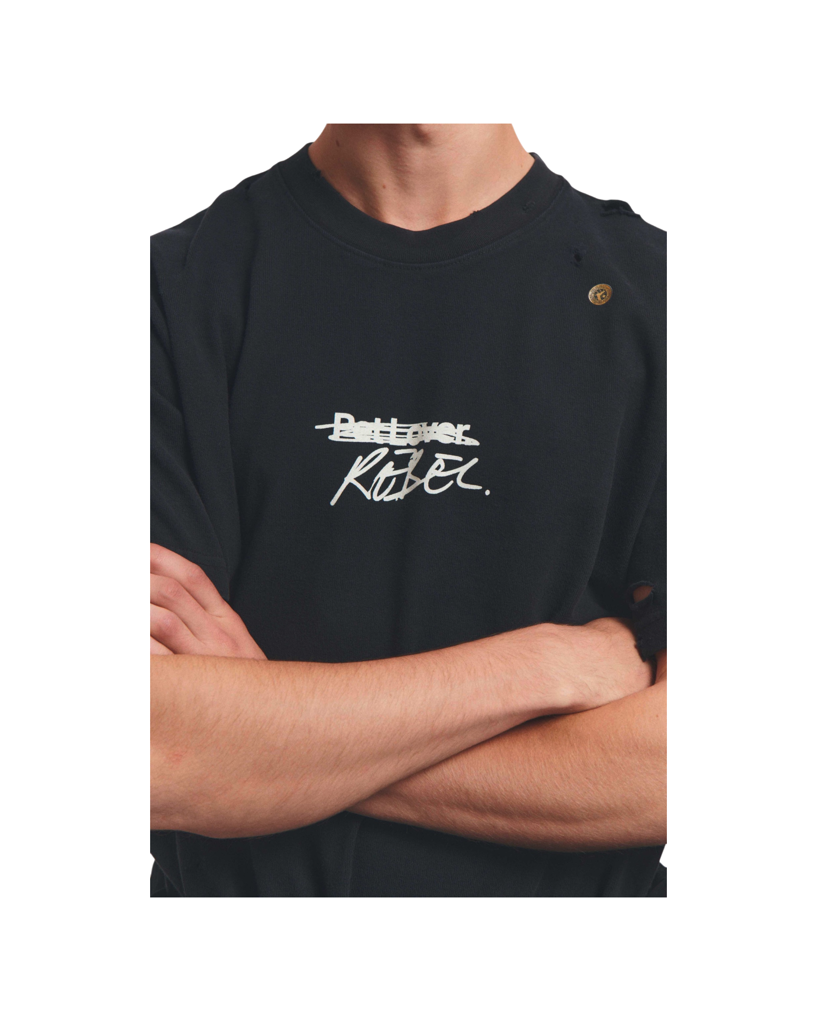 Song For The Mute x Birkenstock 'The Rebel' Distressed T-Shirt Overdyed Black
