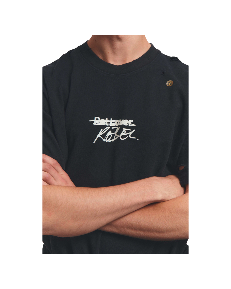 Song For The Mute x Birkenstock 'The Rebel' Distressed T-Shirt Overdyed Black