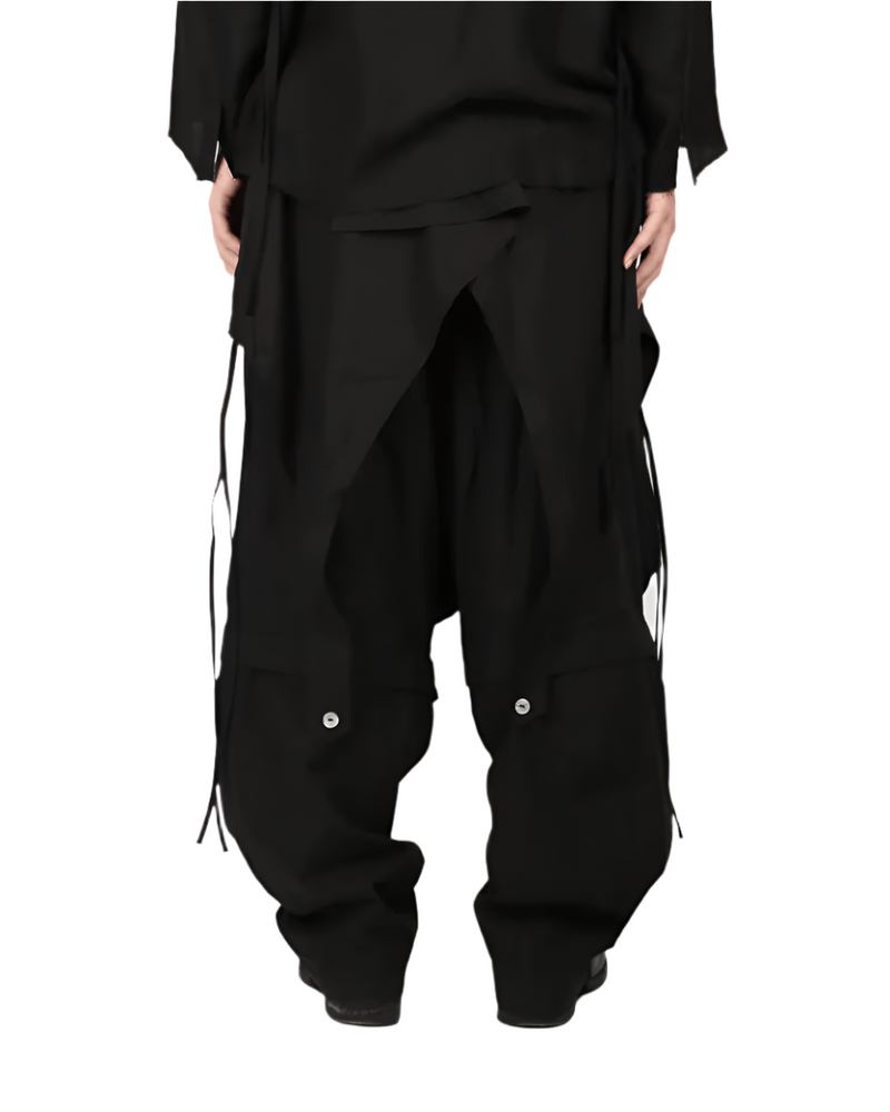 ænrmòus Raindrops in Leaves Pants Black