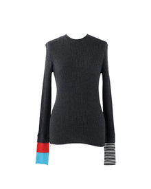 Enfold Rib Pullover Charcoal Grey
