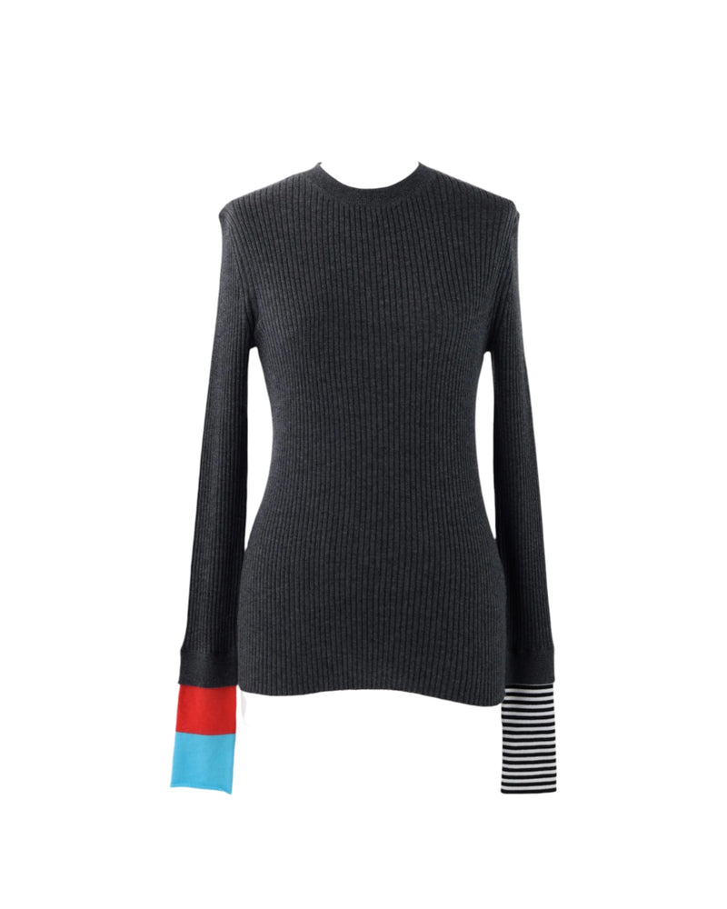 Enfold Rib Pullover Charcoal Grey
