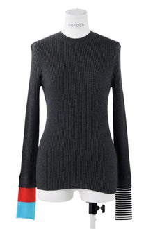 Enfold Rib Pullover Charcoal Grey