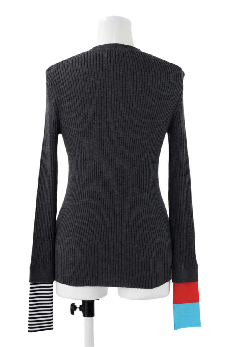 Enfold Rib Pullover Charcoal Grey