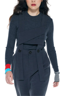 Enfold Rib Pullover Charcoal Grey