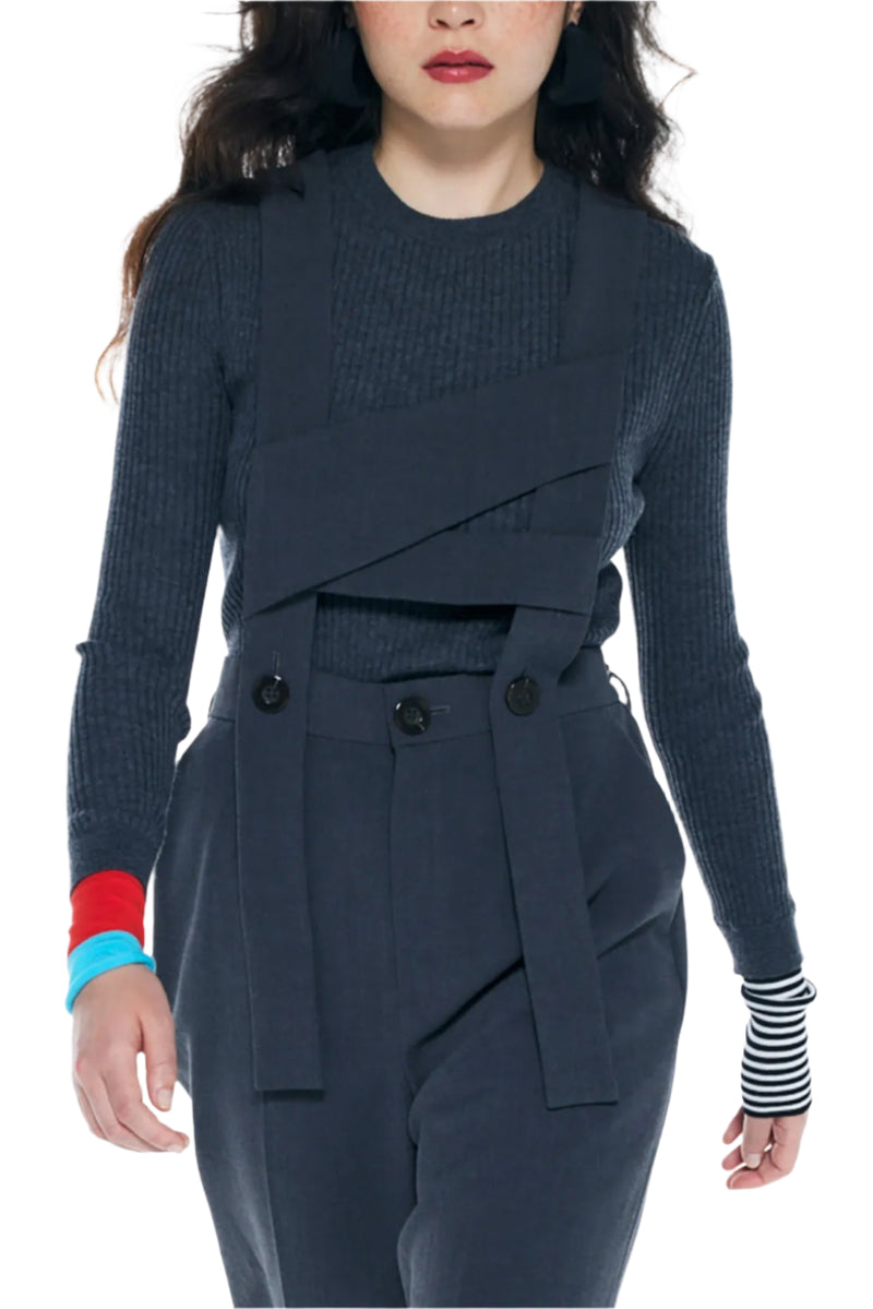 Enfold Rib Pullover Charcoal Grey