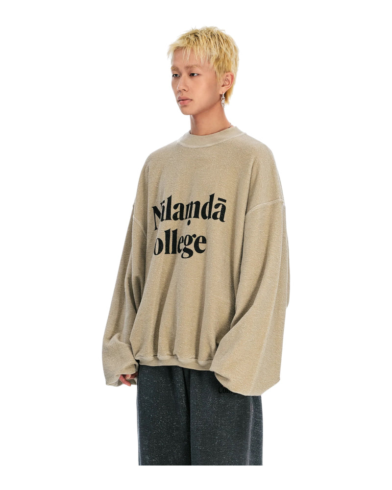 Sankuanz “Nalamda” Print Reversible Crewneck Sweatshirt Beige