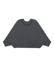 Sankuanz Head Print Batwing Long-Sleeve Tee Black