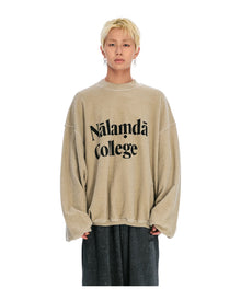 Sankuanz “Nalamda” Print Reversible Crewneck Sweatshirt Beige