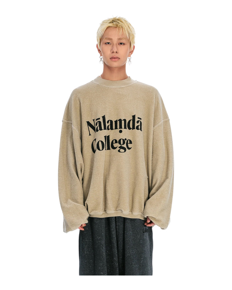 Sankuanz “Nalamda” Print Reversible Crewneck Sweatshirt Beige