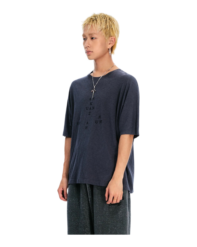 Sankuanz Monogram Print Short-Sleeve Tee Black