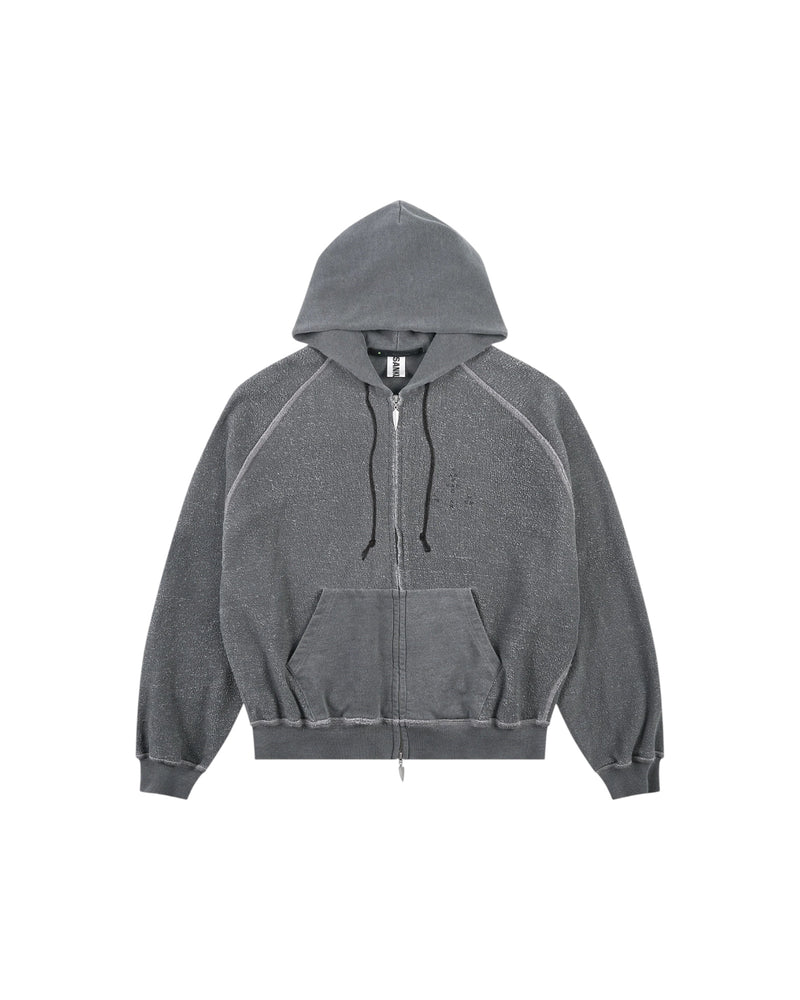 Sankuanz Monogram Print Reversible Zip Hoodie Grey
