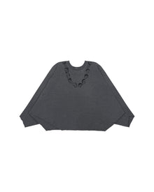 Sankuanz Head Print Batwing Long-Sleeve Tee Black