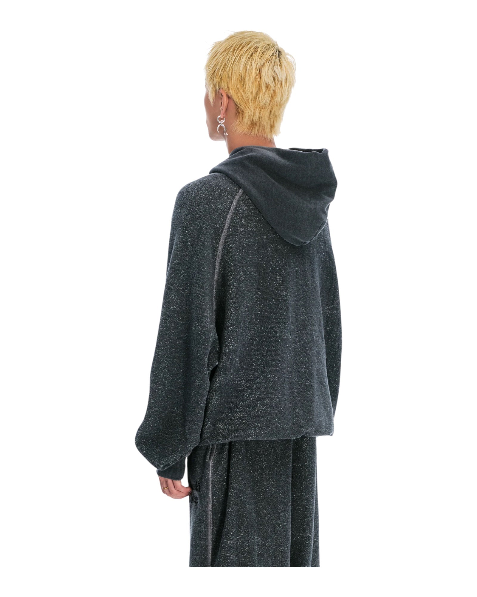 Sankuanz Monogram Print Reversible Zip Hoodie Grey