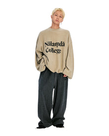 Sankuanz “Nalamda” Print Reversible Crewneck Sweatshirt Beige