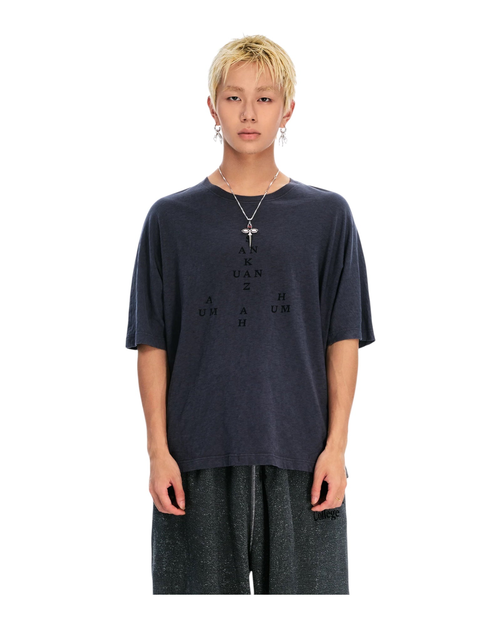 Sankuanz Monogram Print Short-Sleeve Tee Black