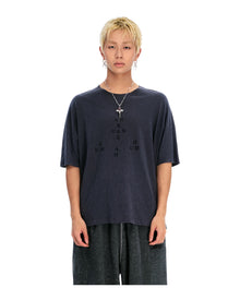 Sankuanz Monogram Print Short-Sleeve Tee Black