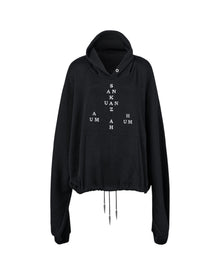 Sankuanz Logo Drawstring Hem Hoodie Black