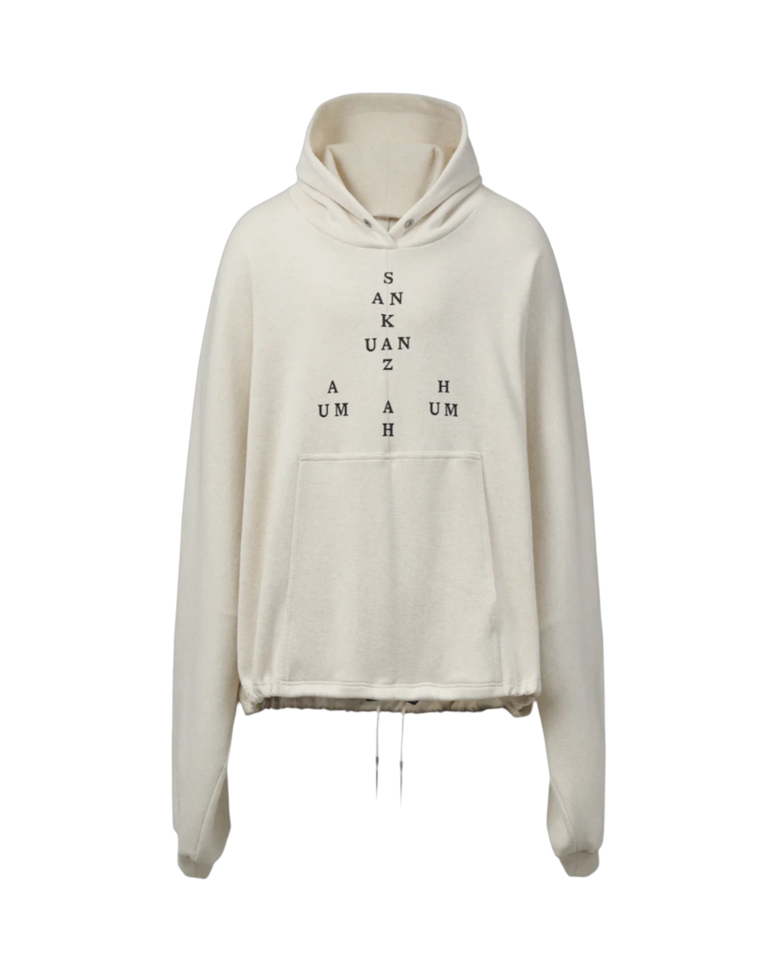 Sankuanz Logo Drawstring Hem Hoodie White