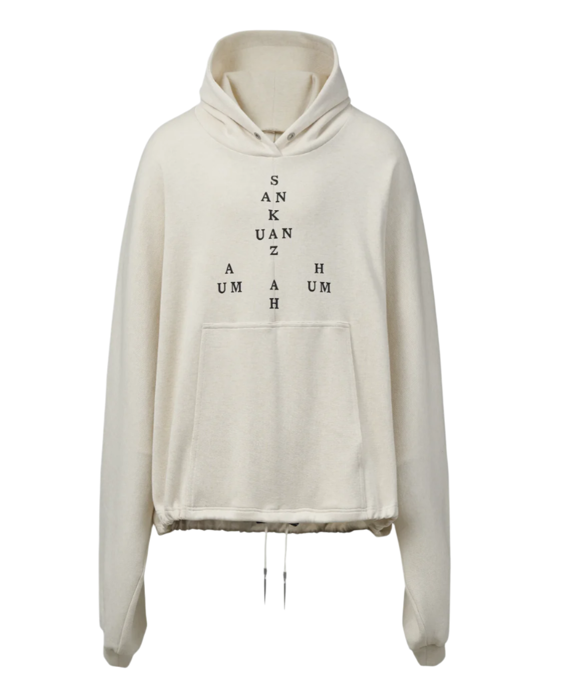 Sankuanz Logo Drawstring Hem Hoodie White