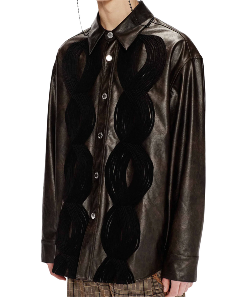 Song for the Mute Applique Shirt Jacket Dark Brown