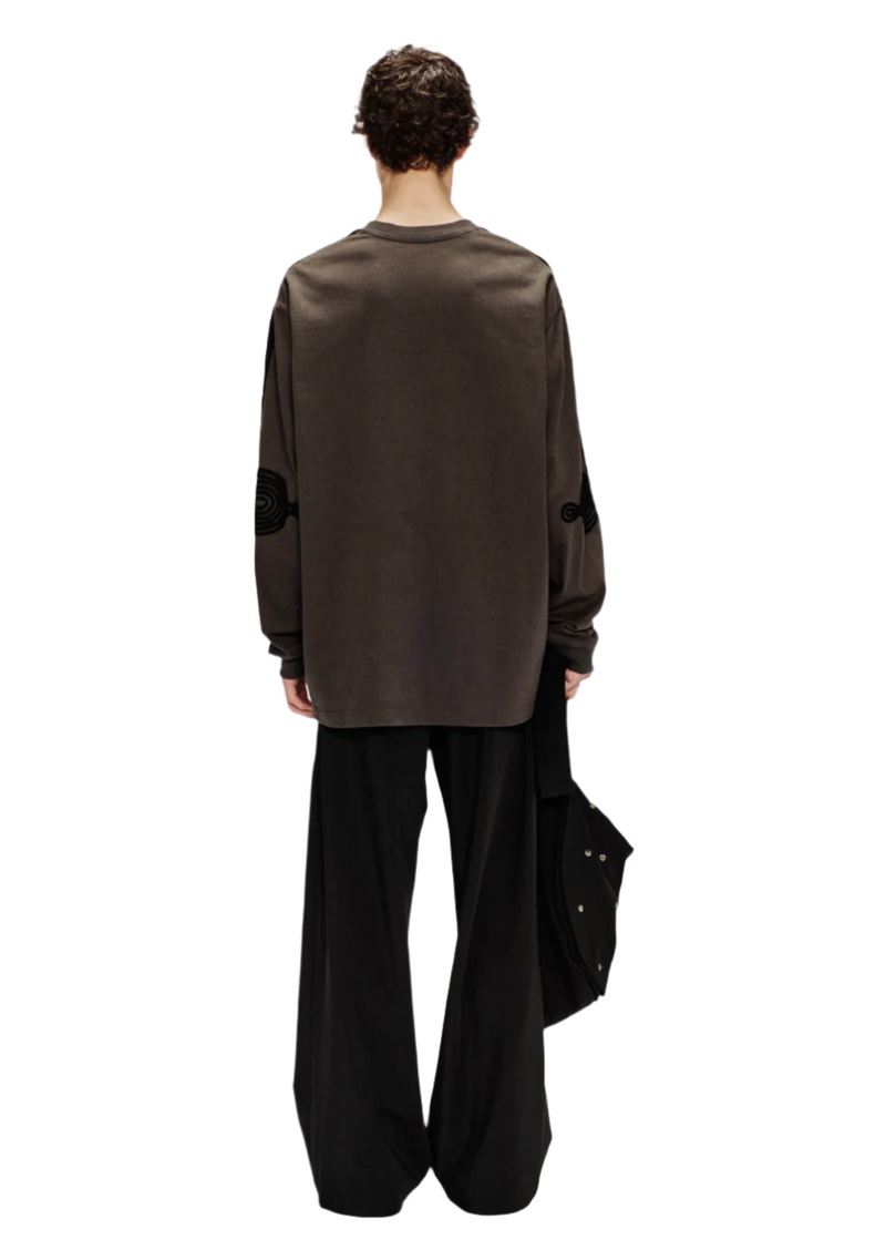 Song for the Mute Applique Oversized Crewneck Pullover Washed Black