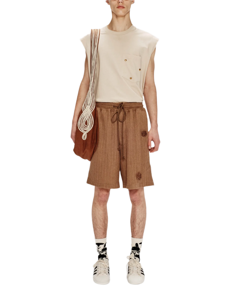 Song for the Mute Daisy Raw Lined Elasticated Shorts Sand