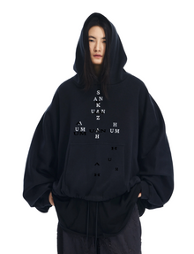 Sankuanz Logo Drawstring Hem Hoodie Black