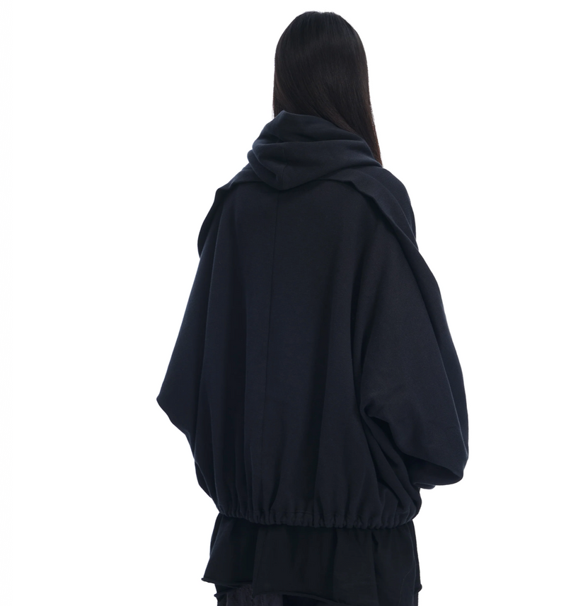 Sankuanz Logo Drawstring Hem Hoodie Black