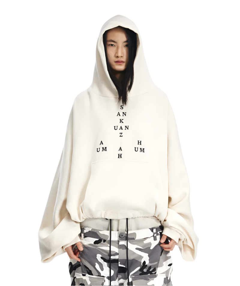 Sankuanz Logo Drawstring Hem Hoodie White