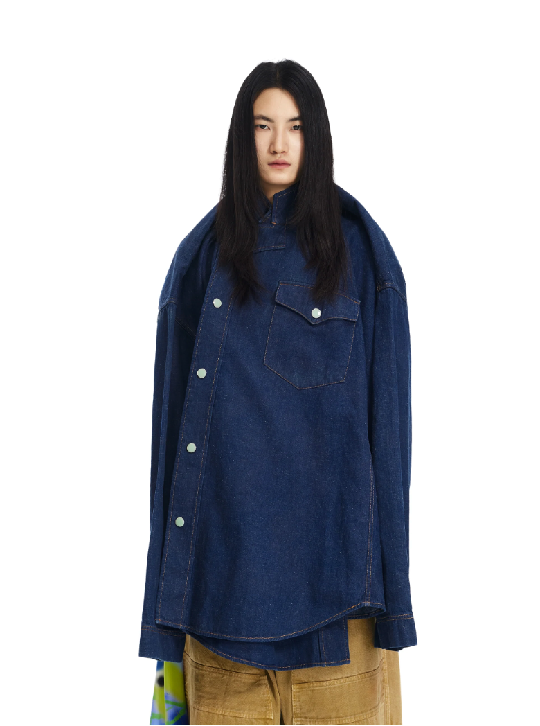 Sankuanz Deconstructed Asymmetrical Denim Shirt