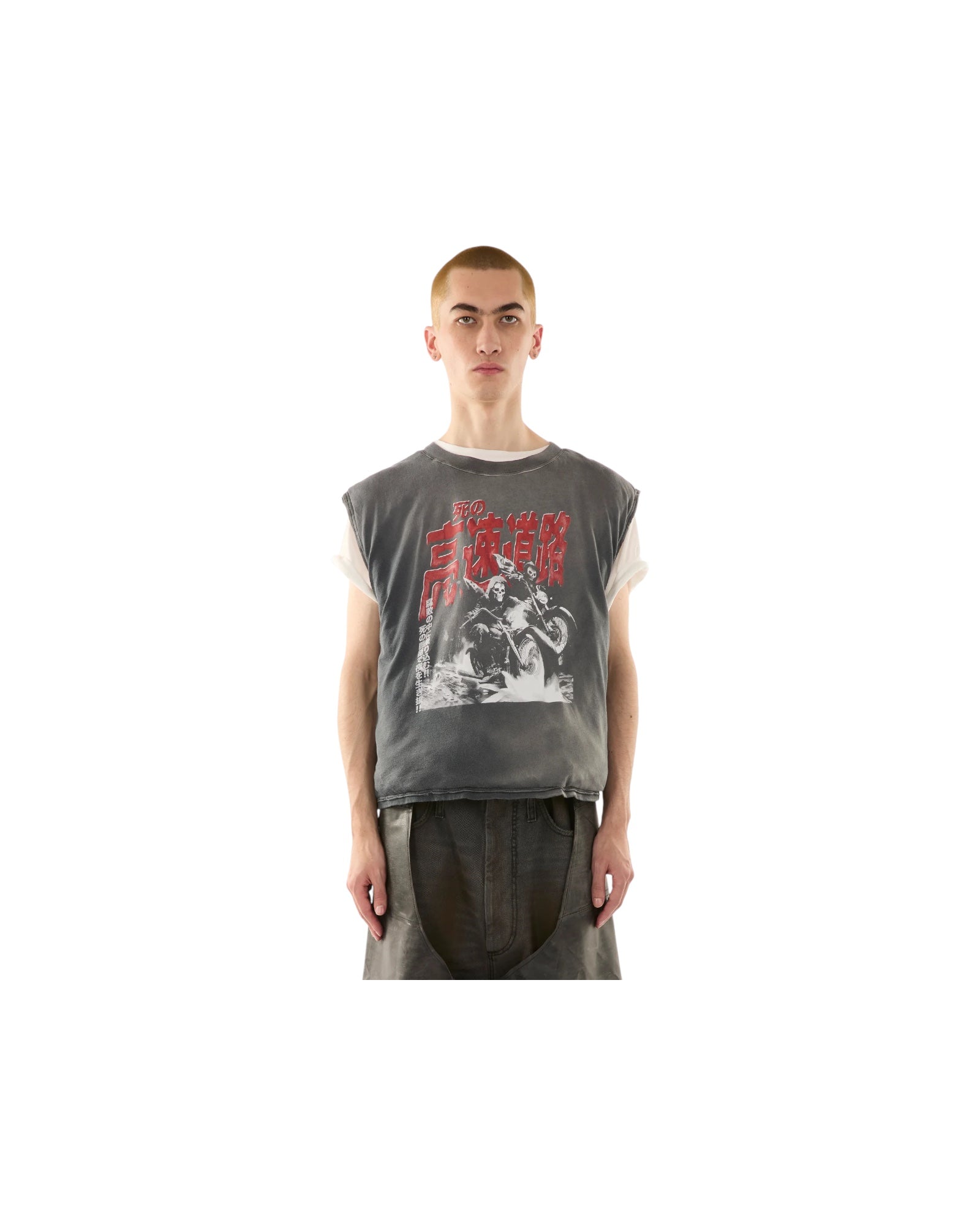 Luu Dan Wadded Sleeveless Tee Ghost Riders Red / Dark Smoke