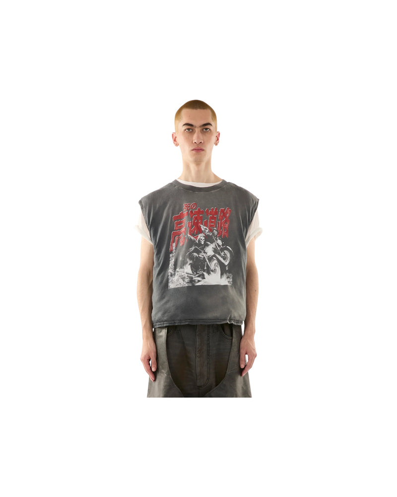 Luu Dan Wadded Sleeveless Tee Ghost Riders Red / Dark Smoke