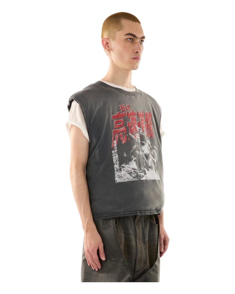 Luu Dan Wadded Sleeveless Tee Ghost Riders Red / Dark Smoke