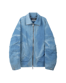Jiyong Kim Sun-Bleached Raw Edged Jacket Light Blue