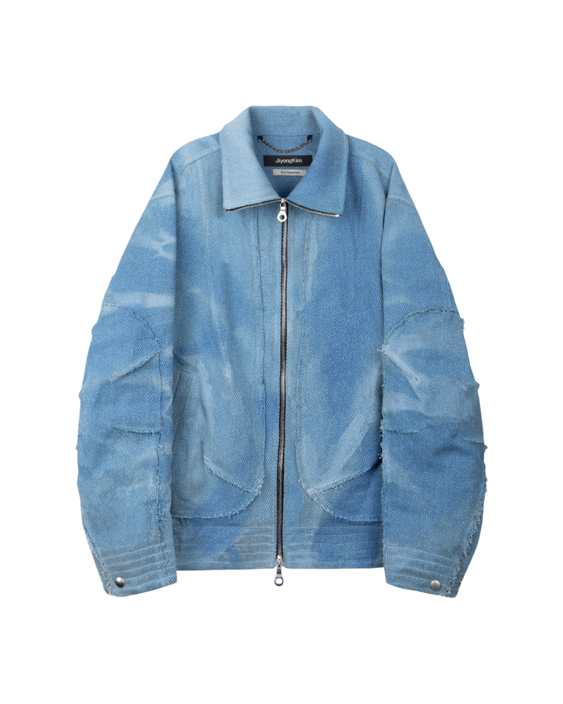 Jiyong Kim Sun-Bleached Raw Edged Jacket Light Blue